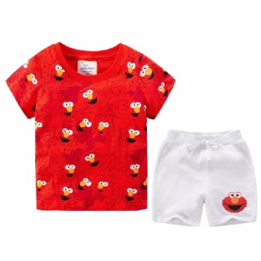 Sesame Street Shorts Elmo Shirt Boy Tee Girl Top Birthday Outfit Clothes